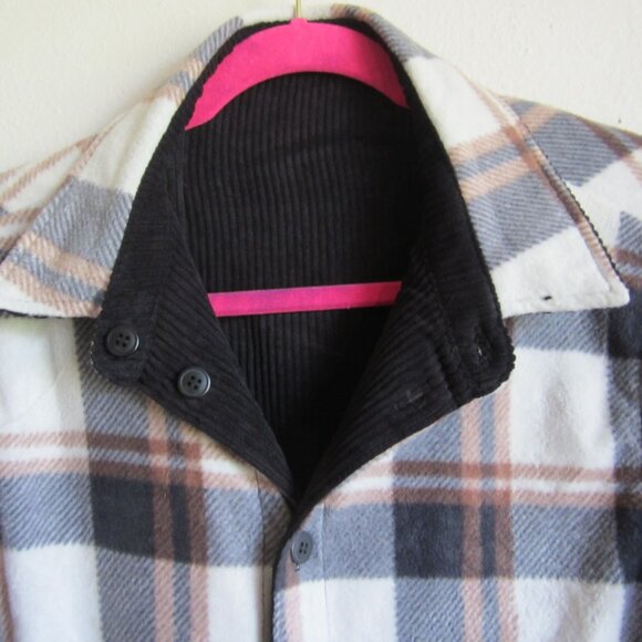 Corduroy Reversible Button Down Jacket with Matching Plaid Lining from Love Tree - Picture 6 of 8
